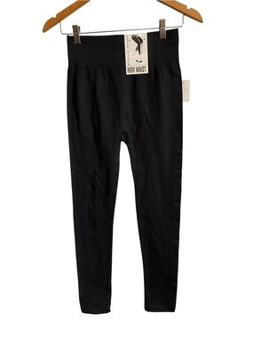 Runway Ready High Waist Fleece Inside Black Leggings Size PL/XL Loungewear NWT